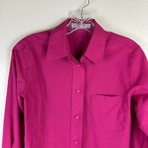 Foxcroft Womens Button Front Shirt Size 4P Wrinkle-Free Long Sleeve Pink - Picture 3 of 6